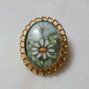 Hand Painted Vintage Flower Brooch